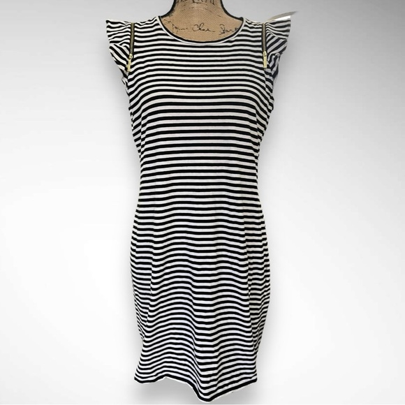 MICHAEL Michael Kors Women's Black and White Striped Shift Dress Medium | EUC - Picture 1 of 10